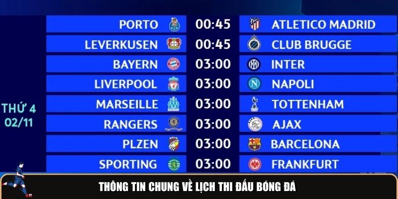 Thông tin chung cần biết về lịch thi đấu bóng đá